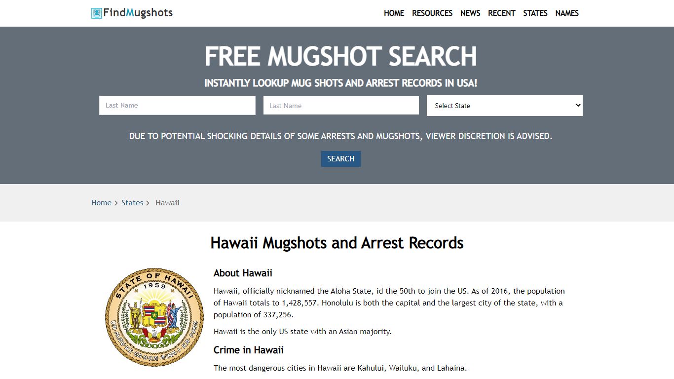 Find Hawaii Mugshots - Find Mugshots